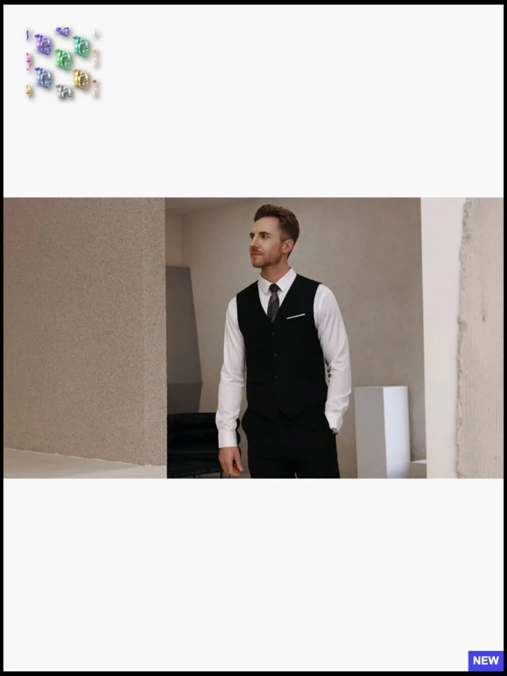 Slim Fit Men's Vest Classic Formal Business Casual Four Button Closure